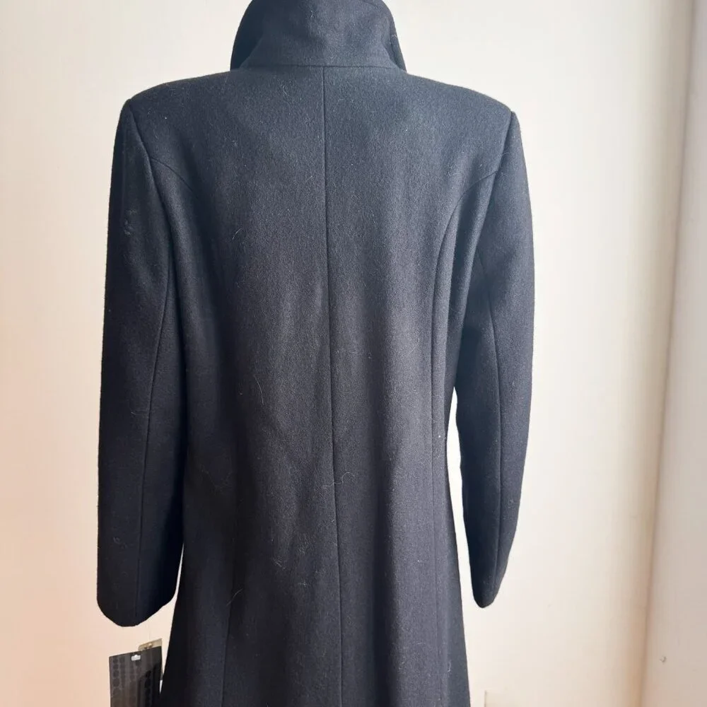 Vintage 90s Ellabee Deadstock Black Wool Blend Maxi Minimalist Coat 10 - Picture 7 of 8